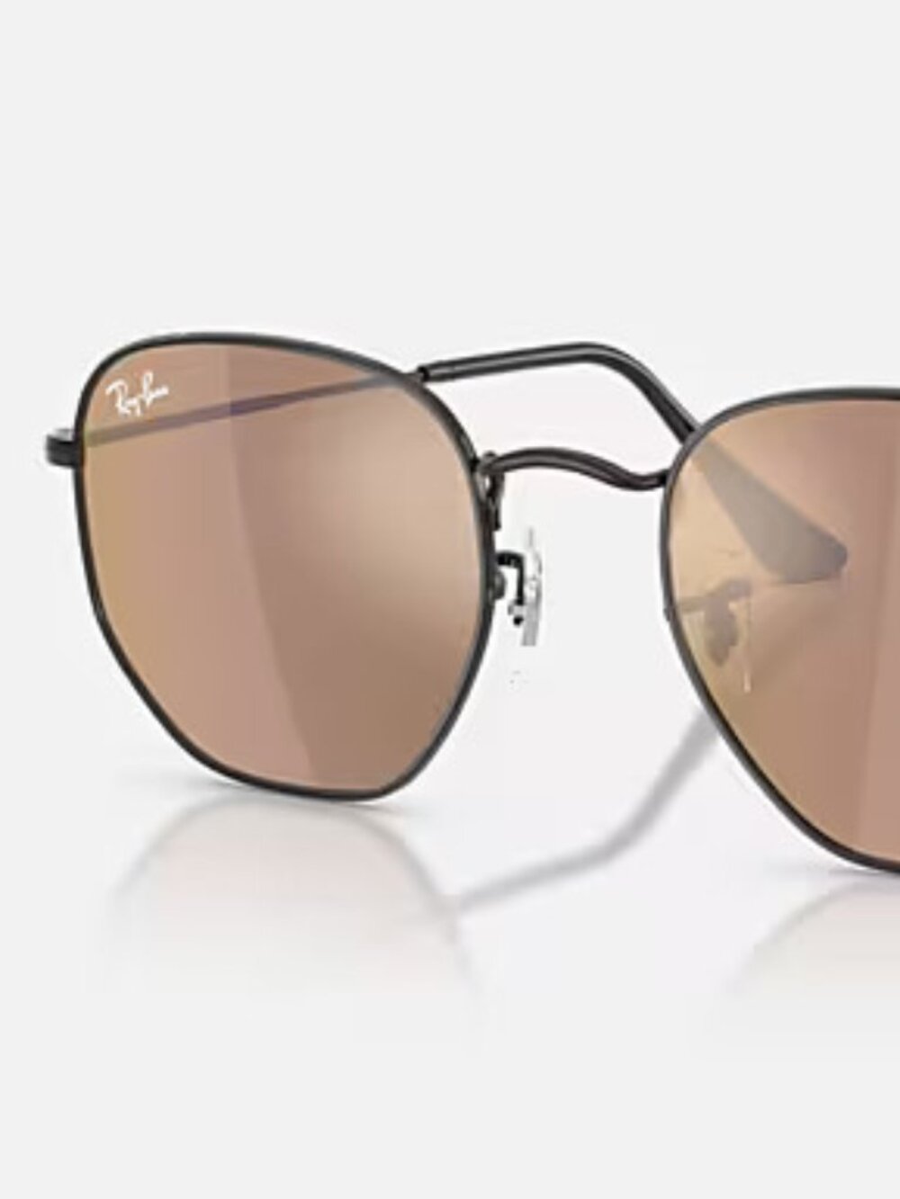 RayBan RB3548N Hexagonal Sunglasses |Mirror Lenses|Polished Black Frame |Italy
